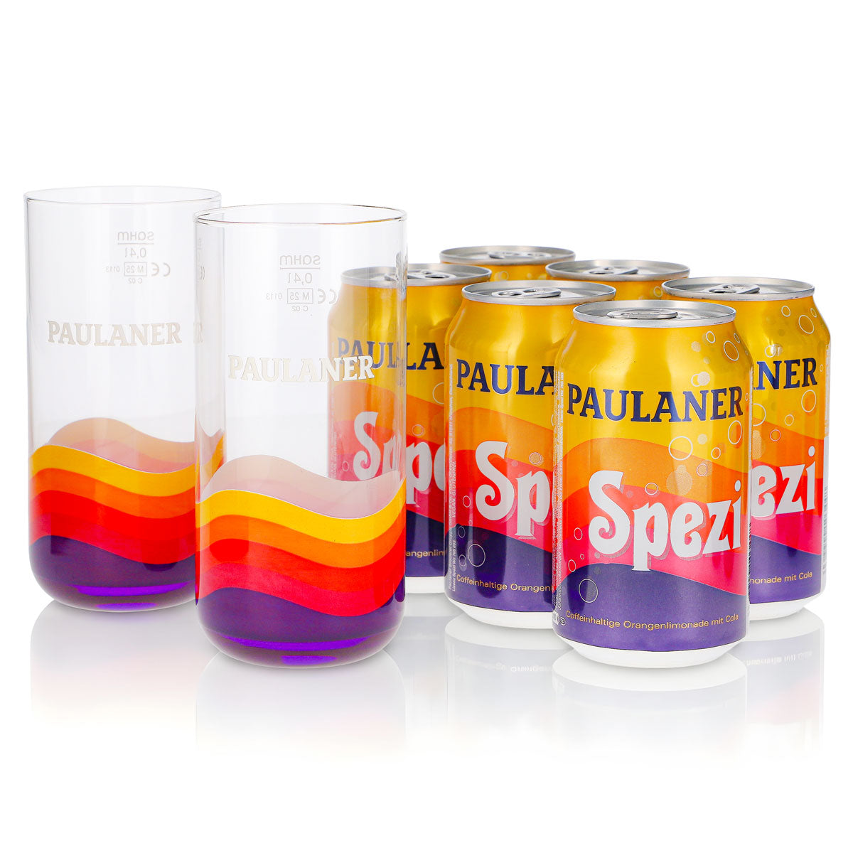Zestaw upominkowy Paulaner Spezi, 8 szt., 2 szklanki 0,4 l + 6 puszek 0,33 l
