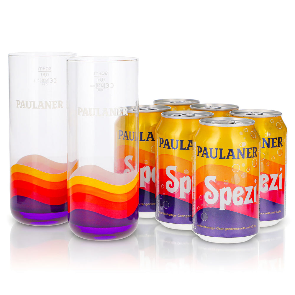 Zestaw upominkowy Paulaner Spezi, 8 szt., 2 szklanki 0,5 l + 6 puszek 0,33 l