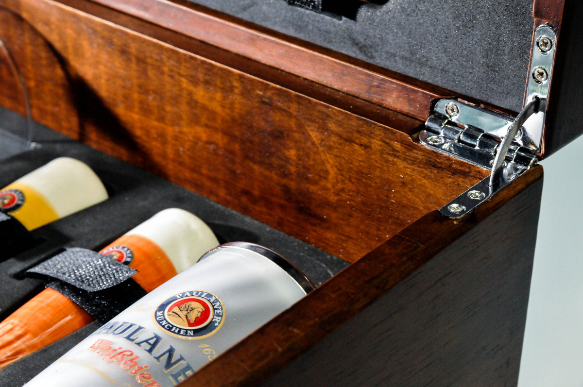 Paulaner Weissbier Zestaw do grillowania Barbeque 12-częściowy zestaw sztućców w skrzynce z prawdziwego drewna – Widok 6