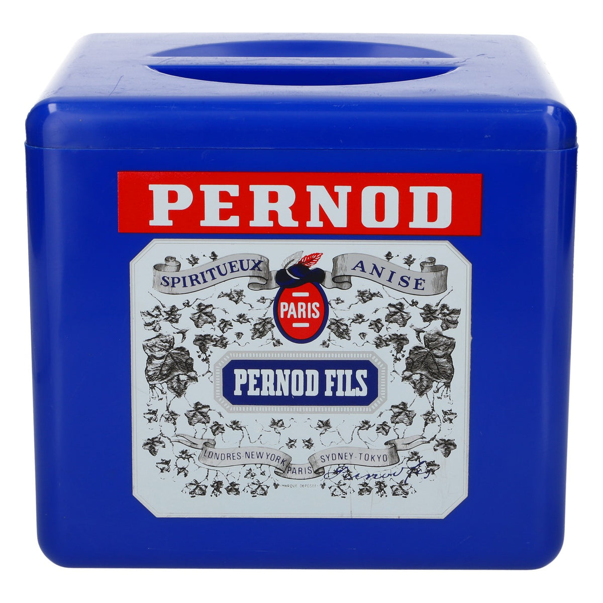 Pernod Retro – chłodziarka do butelek, niebieska z pokrywką, akcesoria barowe, produkt markowy – Widok 2