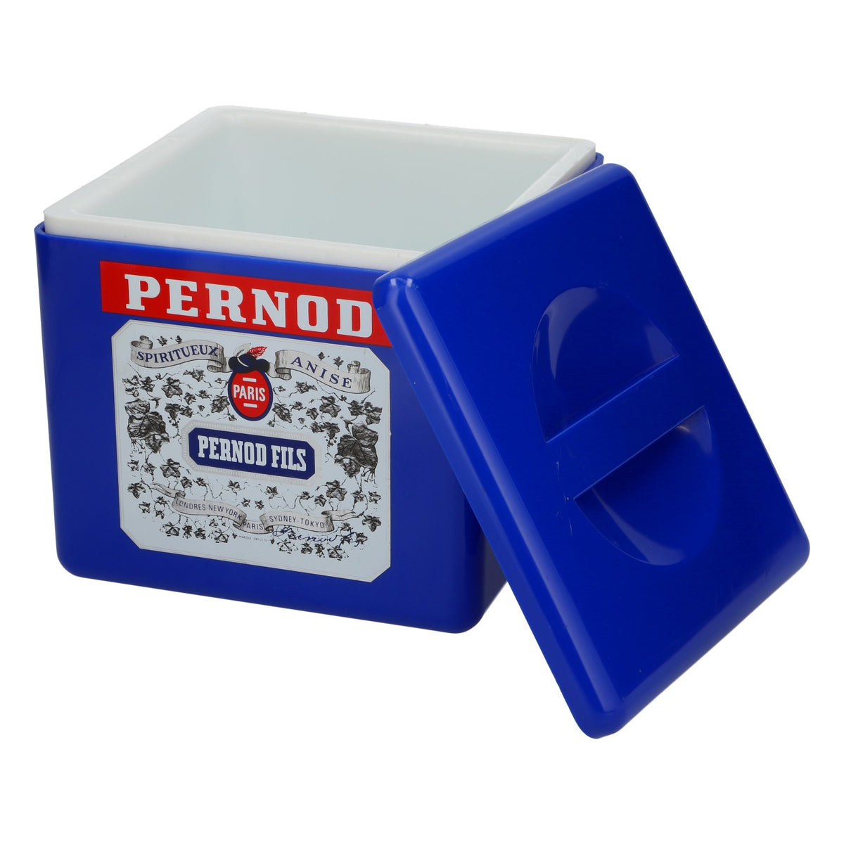 Pernod Retro – chłodziarka do butelek, niebieska z pokrywką, akcesoria barowe, produkt markowy – Widok 4
