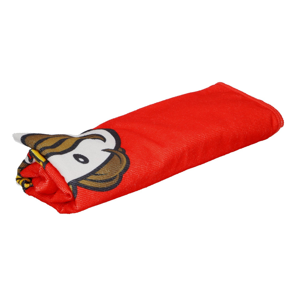 Ręcznik Pringles 140 x 70 cm, czerwony – kultowy ręcznik plażowy z motywem Mr. P, ręcznik kąpielowy, gadżet dla fanów