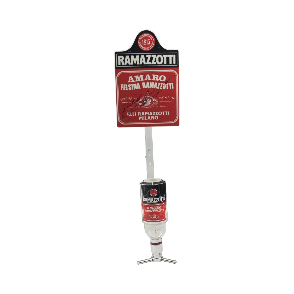 Ramazzotti nalewak do likieru uchwyt ścienny regulowana wysokość butelki metal 4cl
