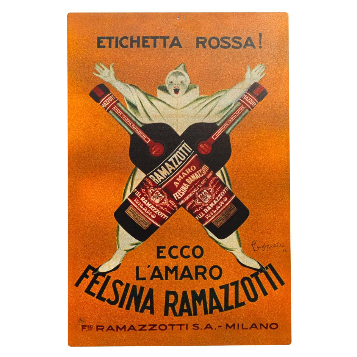 Ramazzotti Likör Blaszana tabliczka Dekoracja ścienna 60x40 cm „Felsina Ramazzotti”