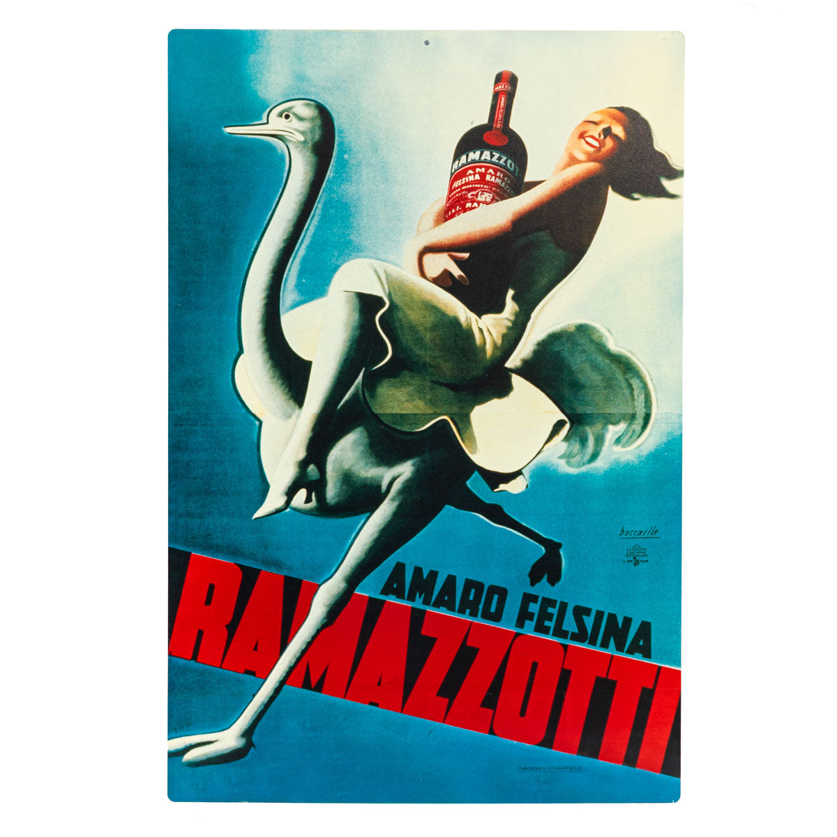 Ramazzotti Likier Blaszana tabliczka Dekoracja ścienna 60x40 cm Kobieta na bukiecie