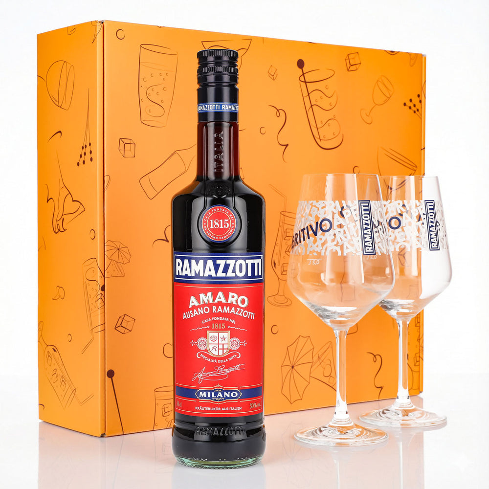 Zestaw upominkowy likier Ramazzotti 0,7 l 30% + kieliszek balonowy I pomarańczowy