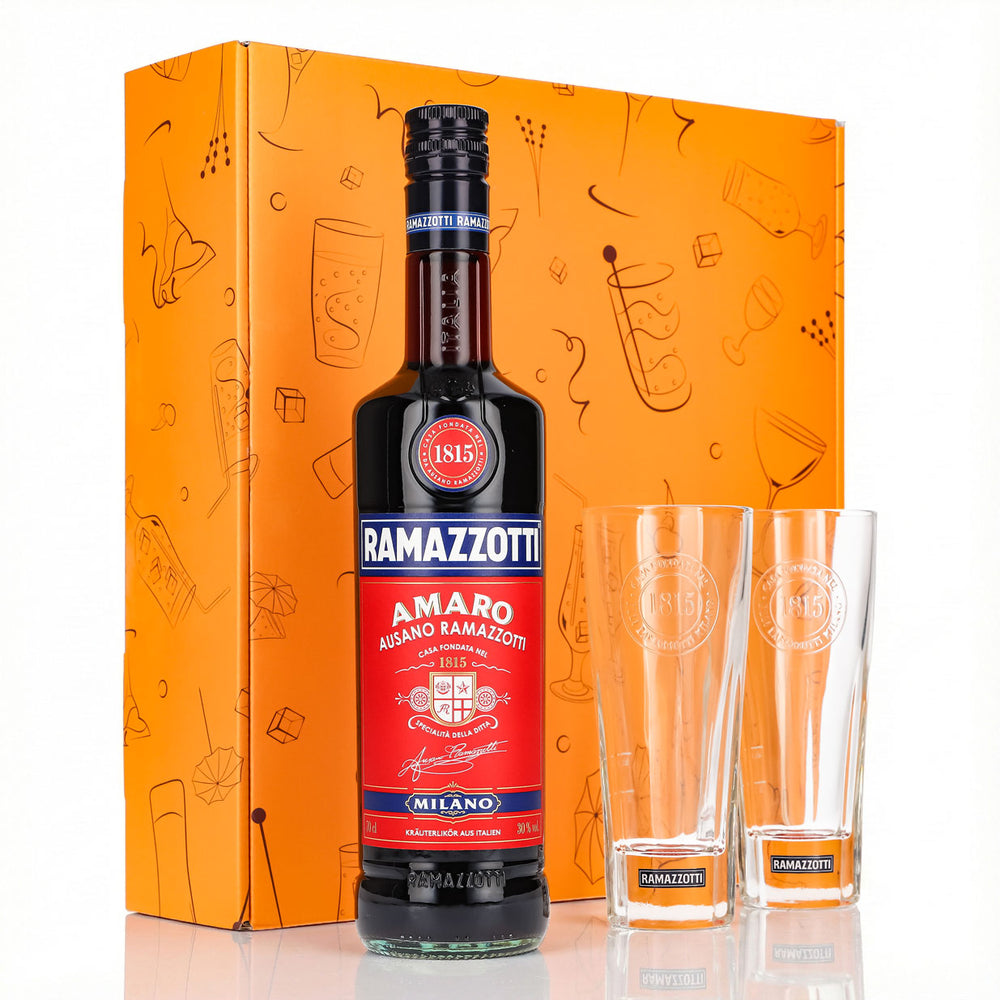Zestaw upominkowy likier Ramazzotti 0,7 l 30% + szklanka do long drinków 1815 I Orange
