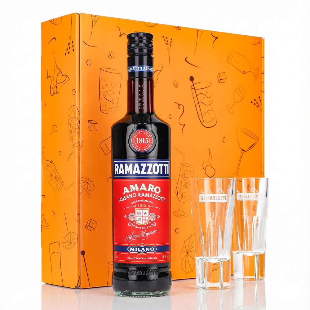 Zestaw upominkowy likier Ramazzotti 0,7 l 30% + szklanka do long drinków Salute I Orange