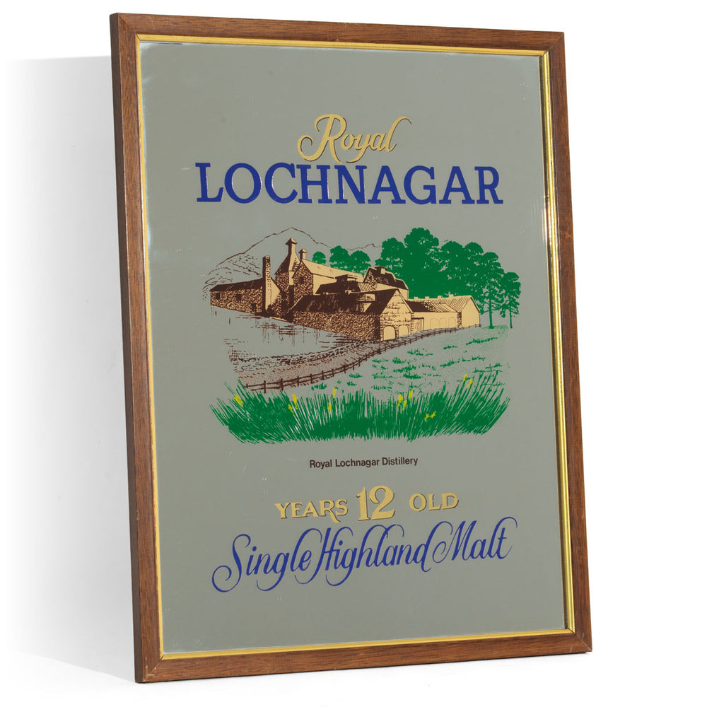 Royal Lochnagar Whiskey Lustro Lustro reklamowe Akcesoria barowe Dekoracja ścienna Brązowa rama