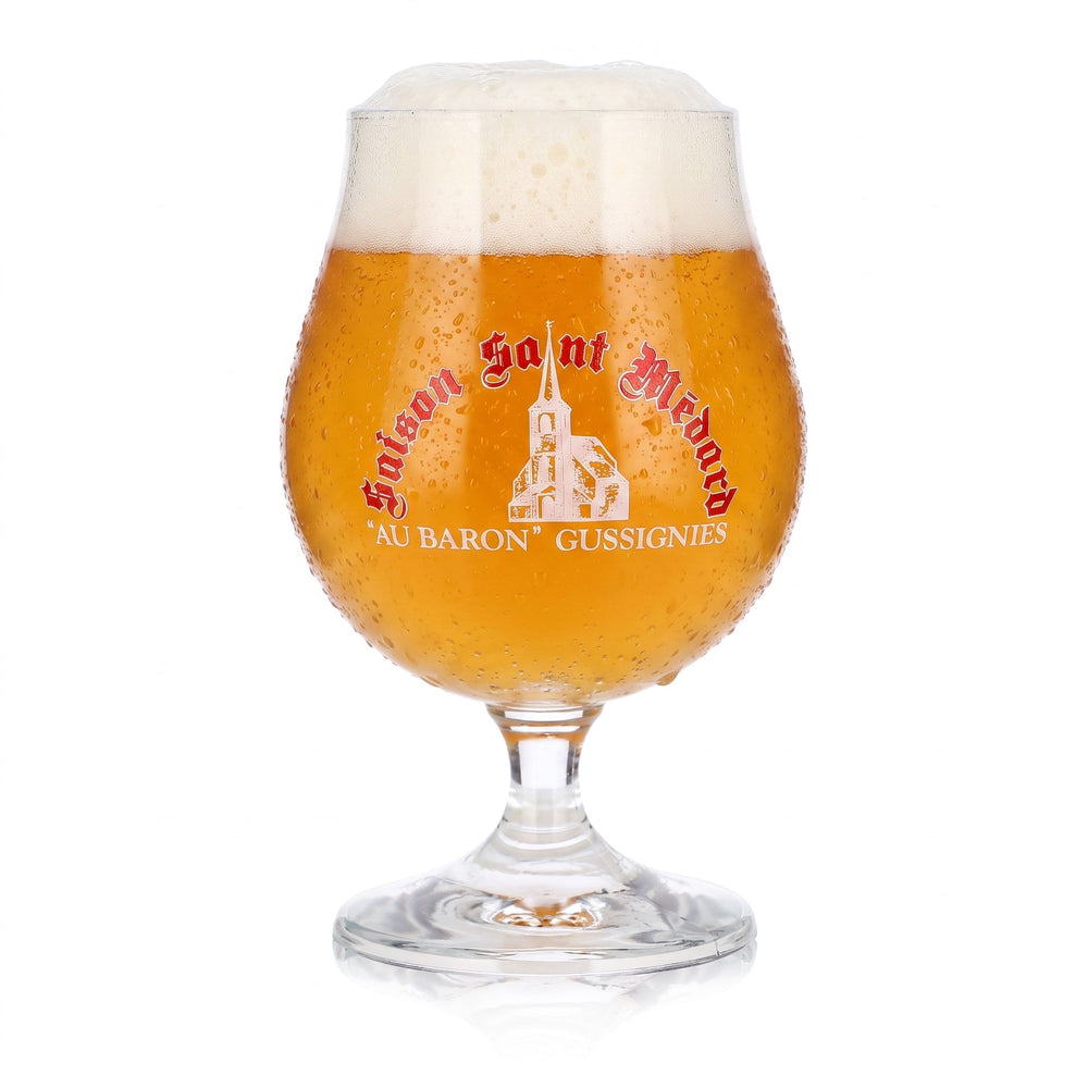 Szklanka do piwa Saison Saint Médard 0,49 l, puchar w kształcie tulipana, Au Baron, Gussignies, Durobor