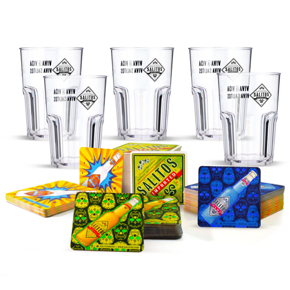 Zestaw Salitos Bar Bundle Set I zawierający 5 szklanek Salitos o pojemności 0,4 l i 100 podkładek pod piwo