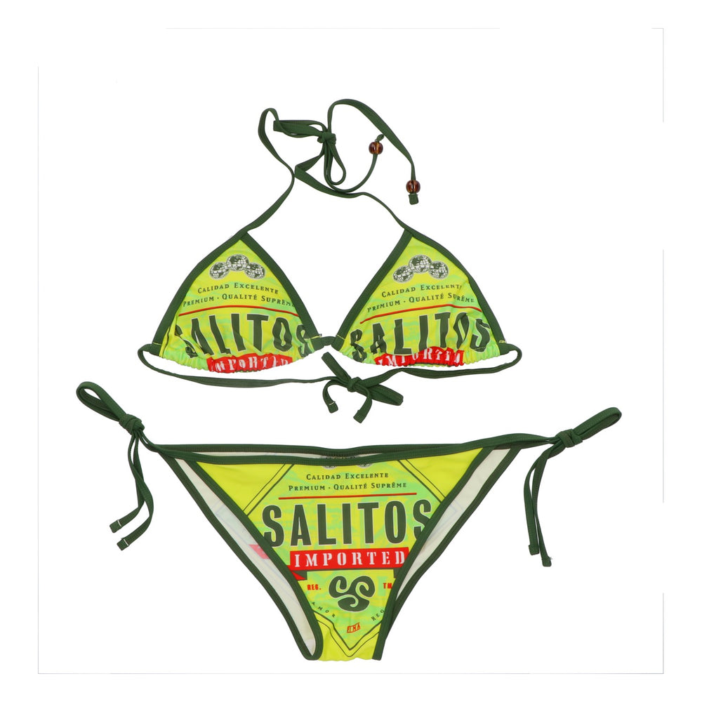 Salitos Piwo Bikini Stroje kąpielowe Odzież plażowa Damskie Rozmiar 34 zielony/żółty