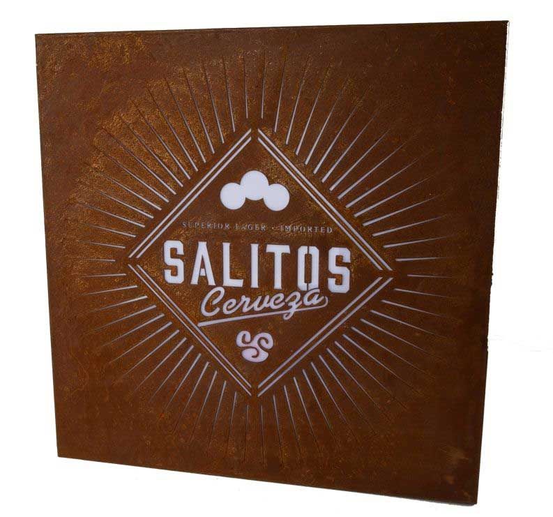 Salitos Podświetlany Znak LED Cerveza Tablica świetlna Znak ścienny Bar Deco Rusty – Widok 2