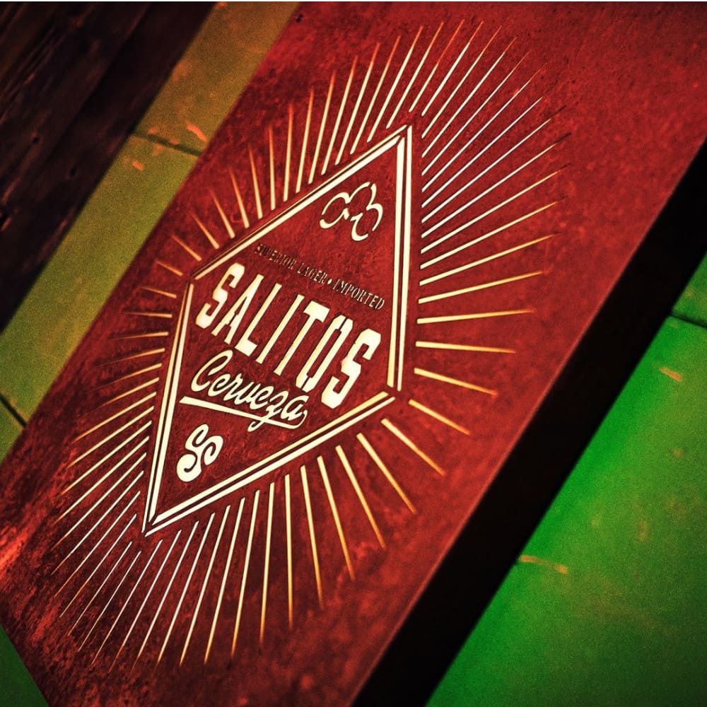Salitos Podświetlany Znak LED Cerveza Tablica świetlna Znak ścienny Bar Deco Rusty – Widok 4