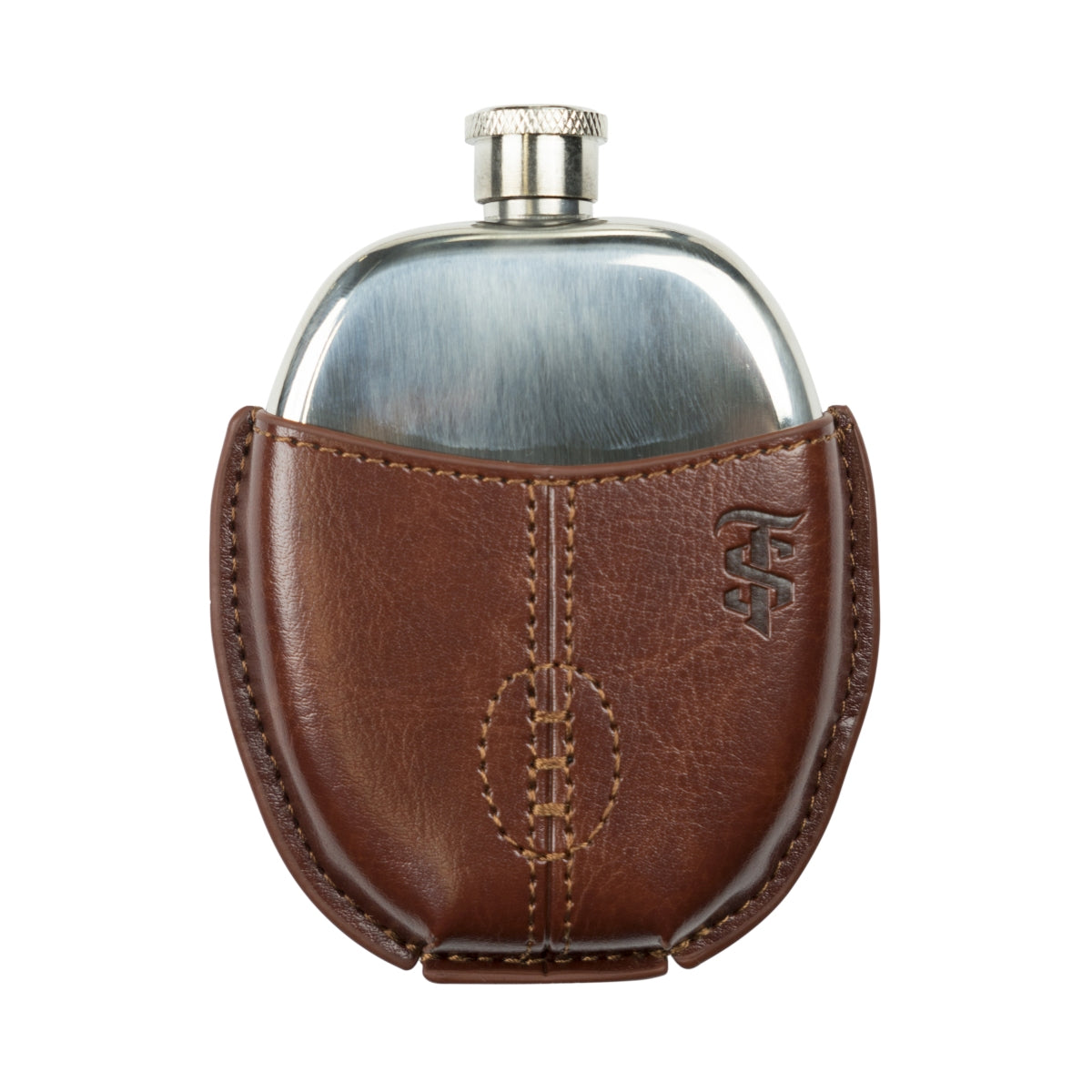 Santa Teresa 1796 Rum Hip Flask 95ml Rugby Ball Leather Case Flask Flatman – Widok 2