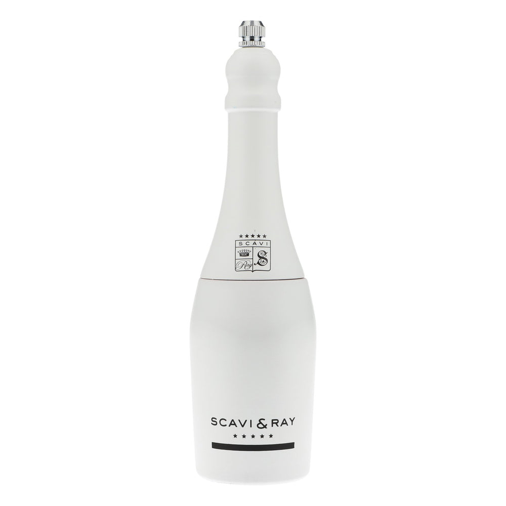 Scavi & Ray Prosecco Młynek do soli z prawdziwego drewna, pojedynczy, w kolorze białym, w kształcie butelki
