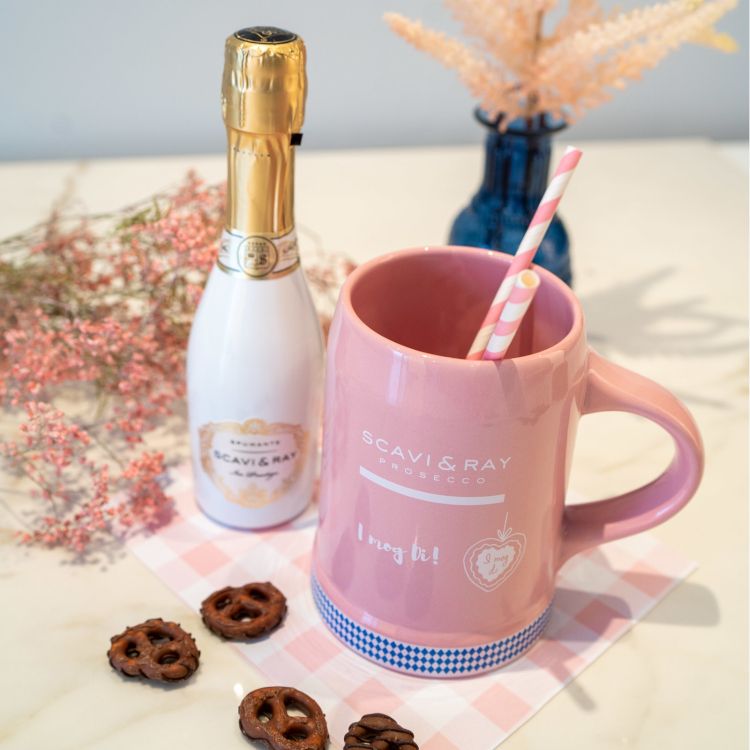 Scavi & Ray – różowy dzbanek z festynu ludowego  Szklanka 0,45 l – ceramiczne kieliszki do prosecco i szampana – Widok 2