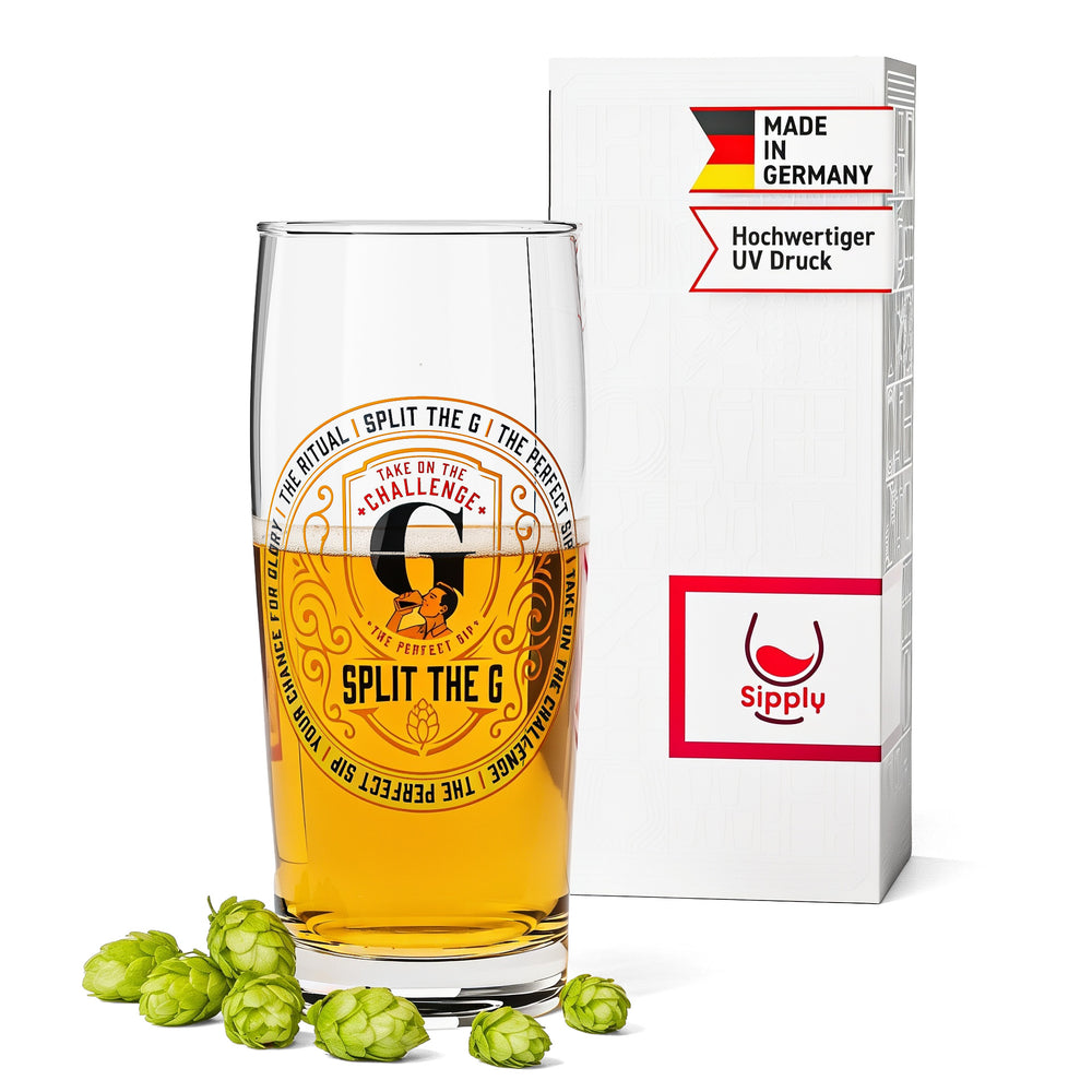 Kieliszek do piwa Sipply SPLIT THE G „The Perfect SIP” Willibecher 0,5 l – zabawny trend w mediach społecznościowych