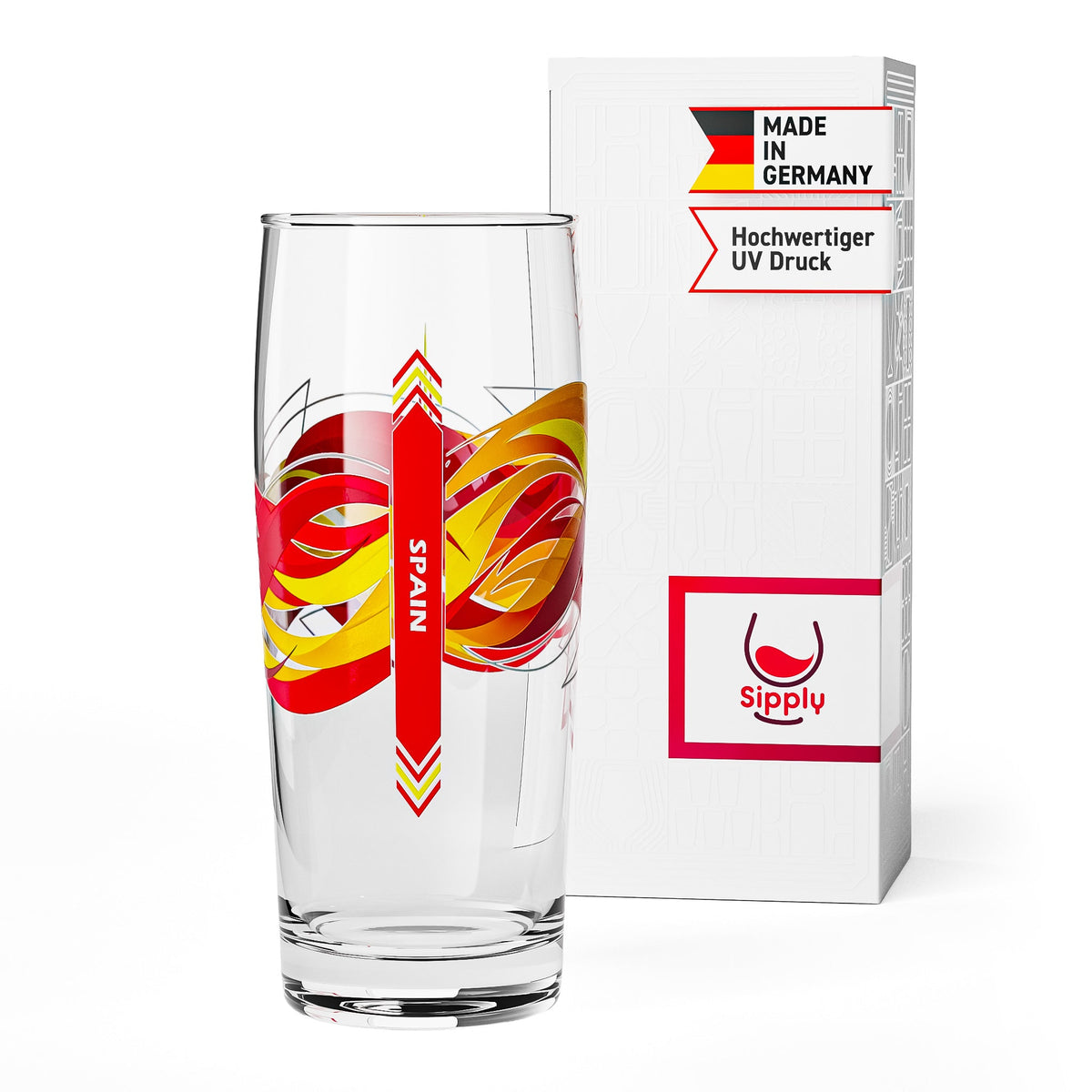 Sipply Szklanka do piwa Willibecher 0,3l z flagą Twojego kraju Hiszpania