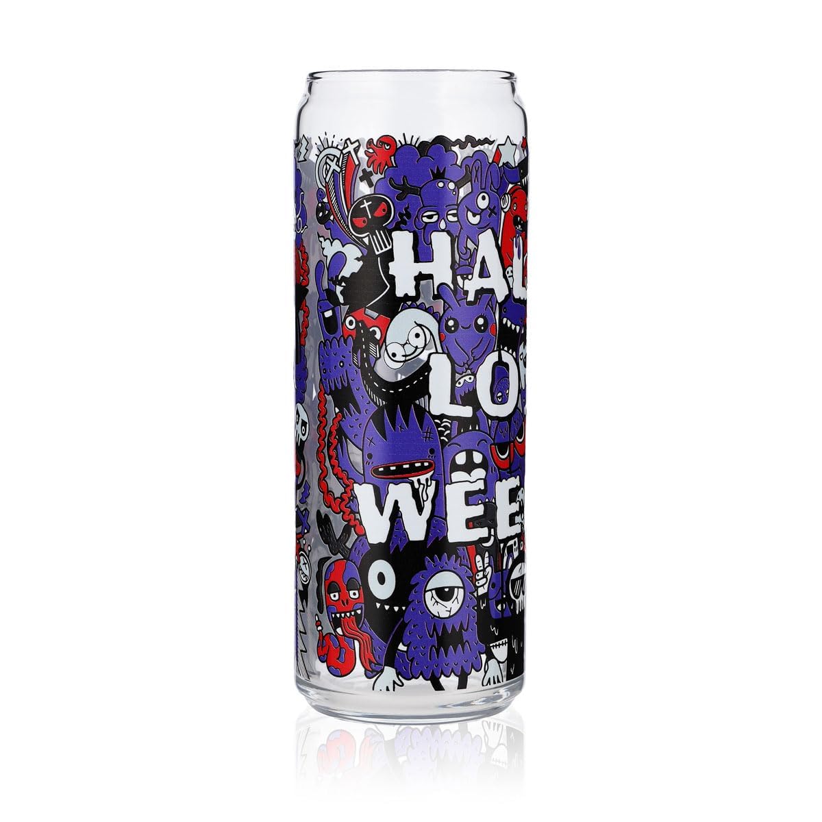 6x szklanka Sipply z motywem Halloween Doodle Fioletowy jako nadruk UV Can Glass 370ml – Widok 3