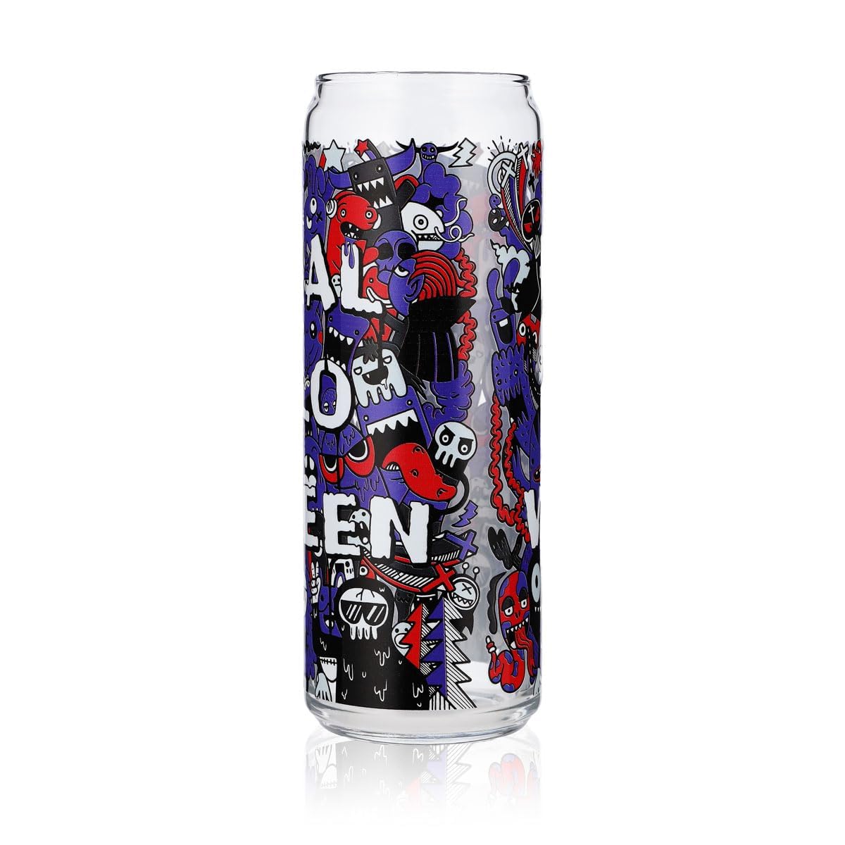 6x szklanka Sipply z motywem Halloween Doodle Fioletowy jako nadruk UV Can Glass 370ml – Widok 4
