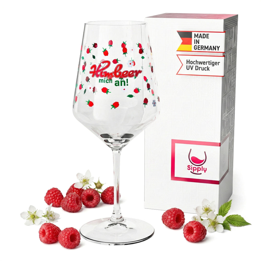 Kieliszek do wina Sipply z zabawnym napisem „Himbeer mich an” (Uśmiechnij się do mnie) 0,5 l