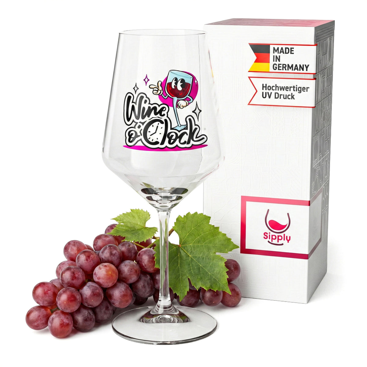Kieliszek do wina Sipply z zabawnym napisem Wine o´Clock 0,5 l