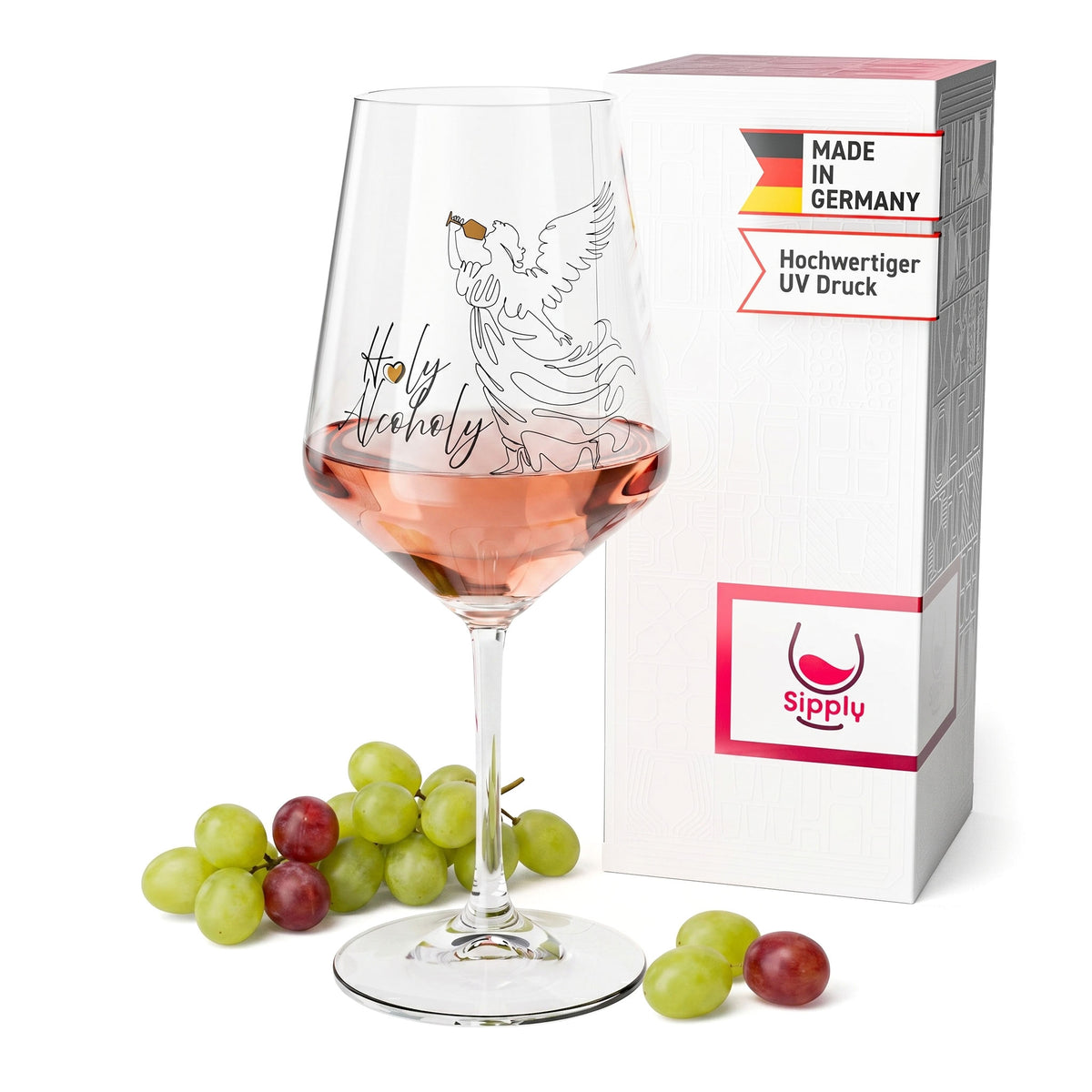 Kieliszek do wina Sipply z napisem „Holy Alcoholy”, 0,5 l