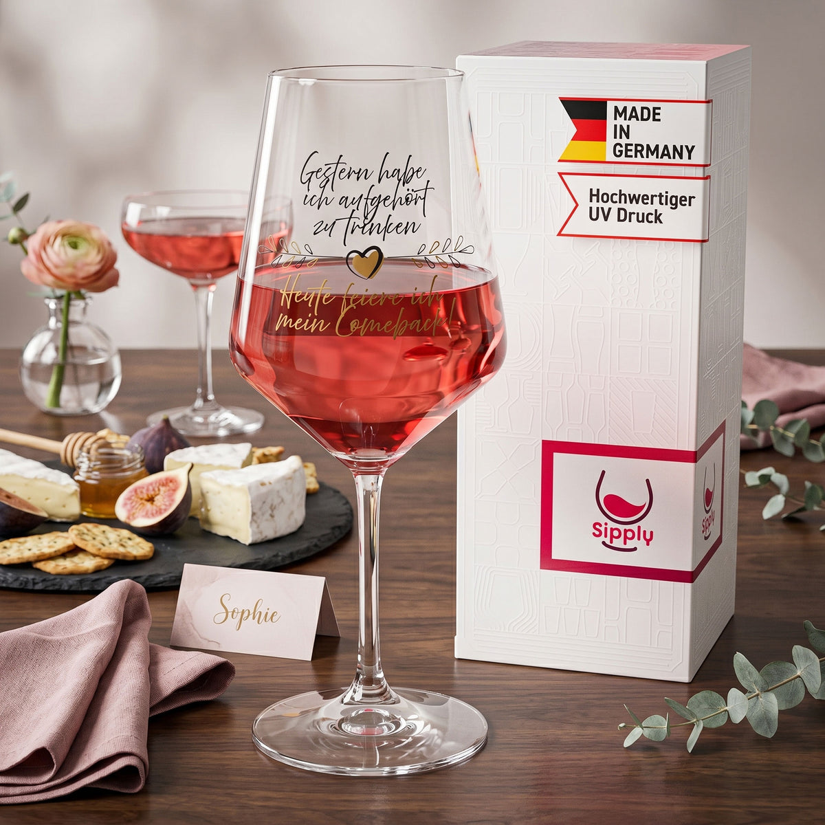 Kieliszek do wina Sipply z napisem „Mein Comeback!” (Mój powrót!), 0,5 l – Widok 3