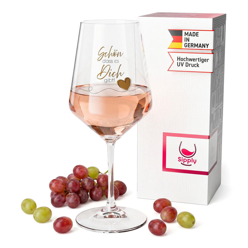 Kieliszek do wina Sipply z napisem „Cieszę się, że jesteś!” 0,5 l
