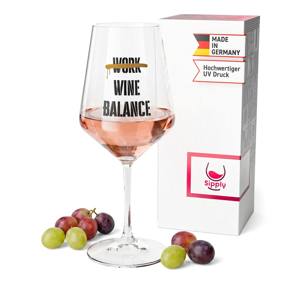 Kieliszek do wina Sipply z napisem „Work Wine Balance”, 0,5 l