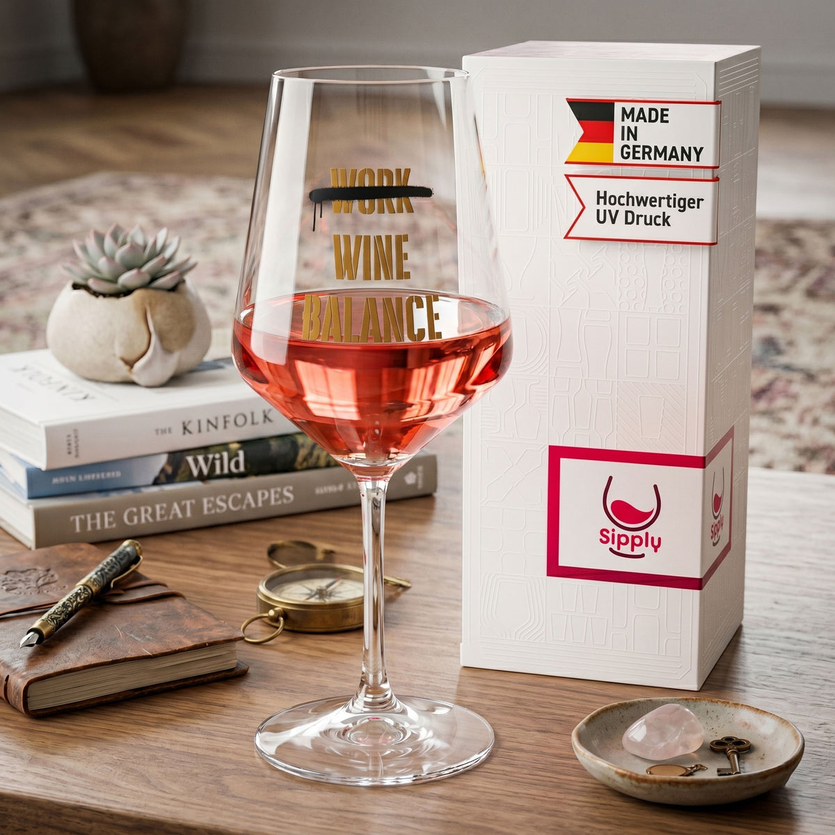 Kieliszek do wina Sipply z napisem „Work Wine Balance”, 0,5 l – Widok 3