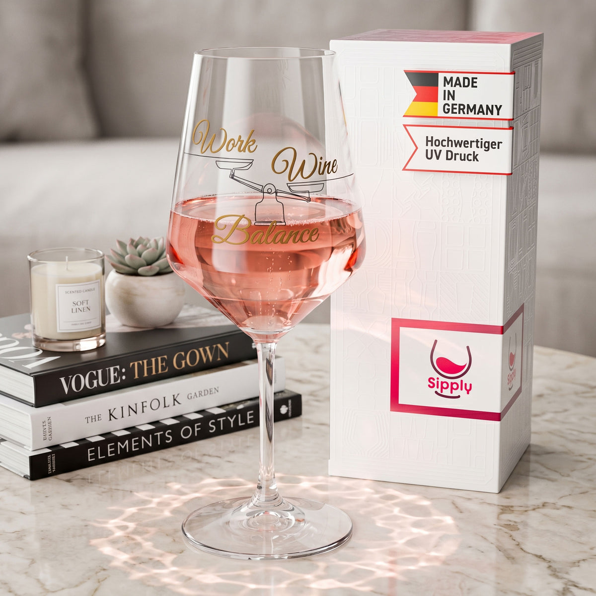 Kieliszek do wina Sipply z napisem „Work Wine Balance”, 0,5 l – Widok 3