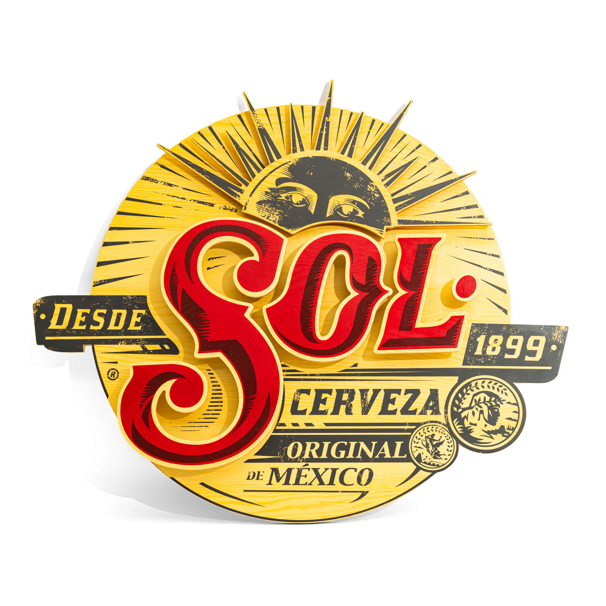Sol Bier Reklama świetlna z prawdziwego drewna LED „Cerveza 1899” – Widok 2