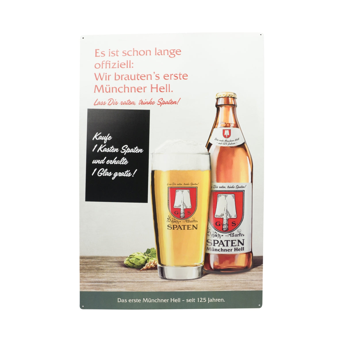 Metalowy znak piwa Spaten 60x40cm Monachium Piekło Tablica Dekoracja ścienna Znak Bar Emalia