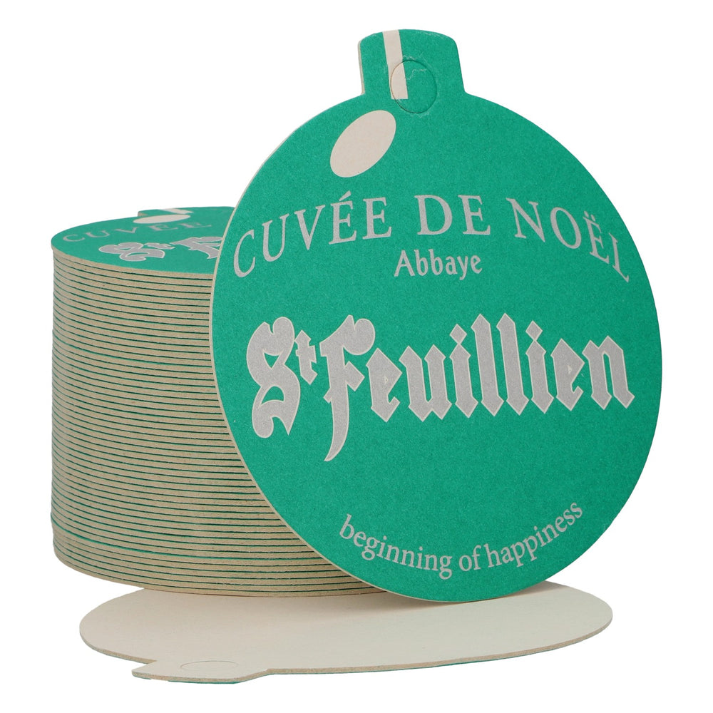 Piwo St. Feuillen – podkładka pod szklankę, nowa, papierowa, zielona