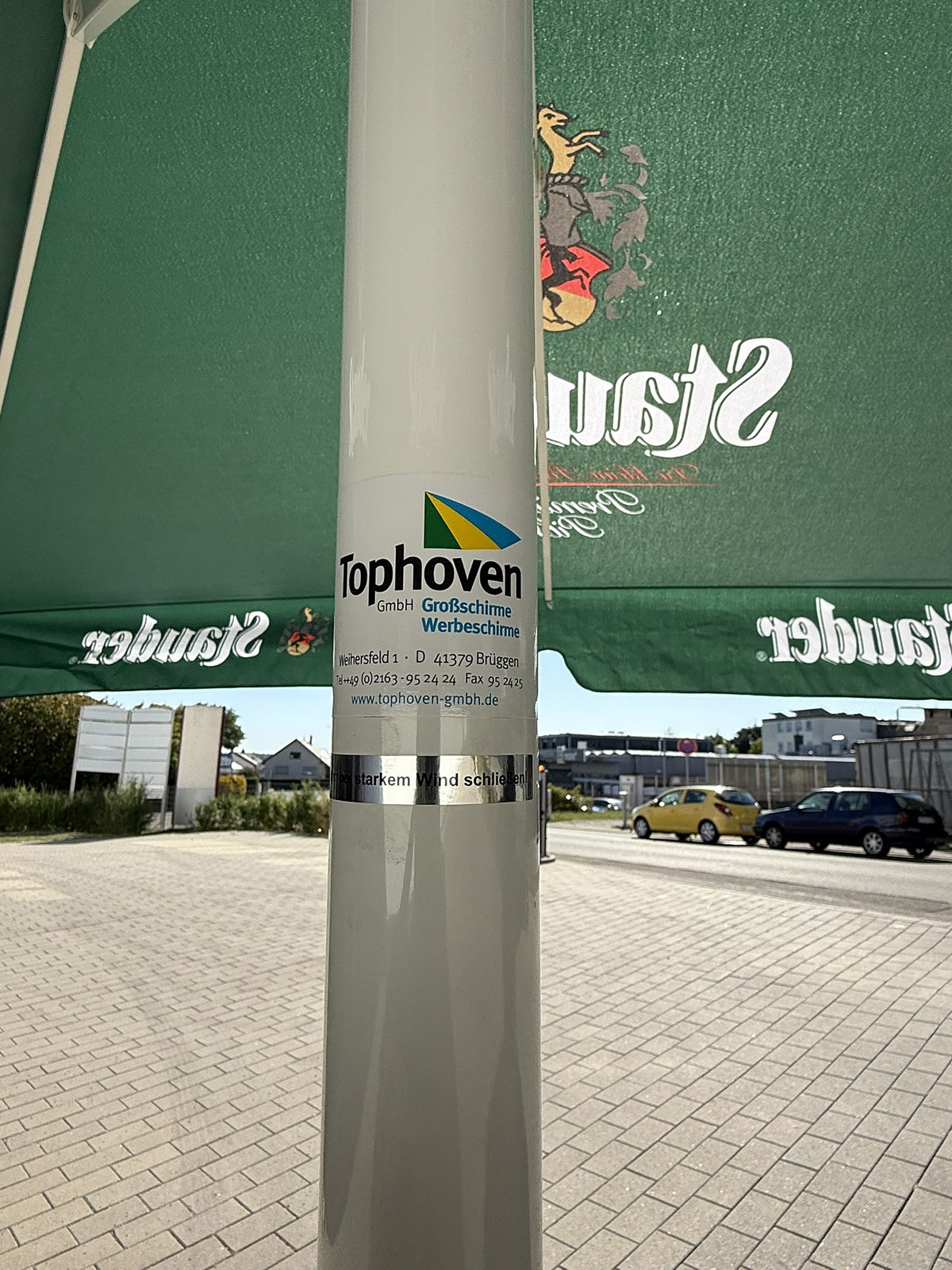 Parasol piwny Stauder 3,5 x 3,5 m – dla browarów, lokali gastronomicznych i ogródków piwnych – Widok 3
