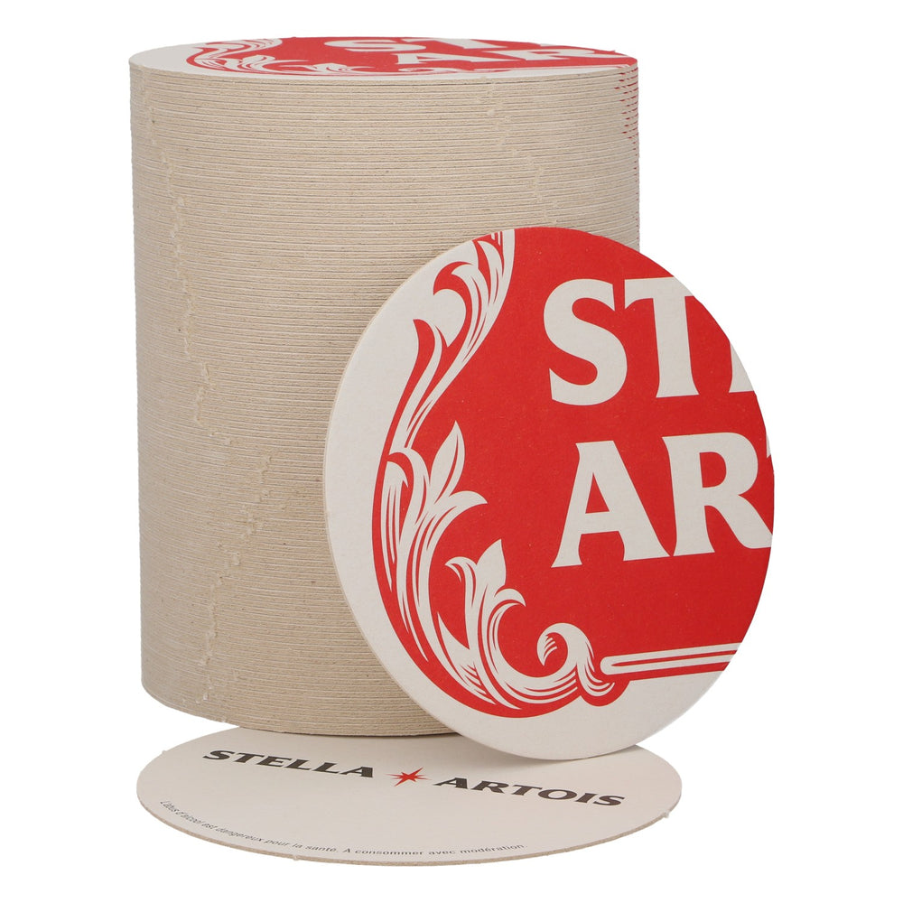 Podkładka pod piwo Stella Artois, średnica 10,5 cm, nowa, papierowa, czerwona