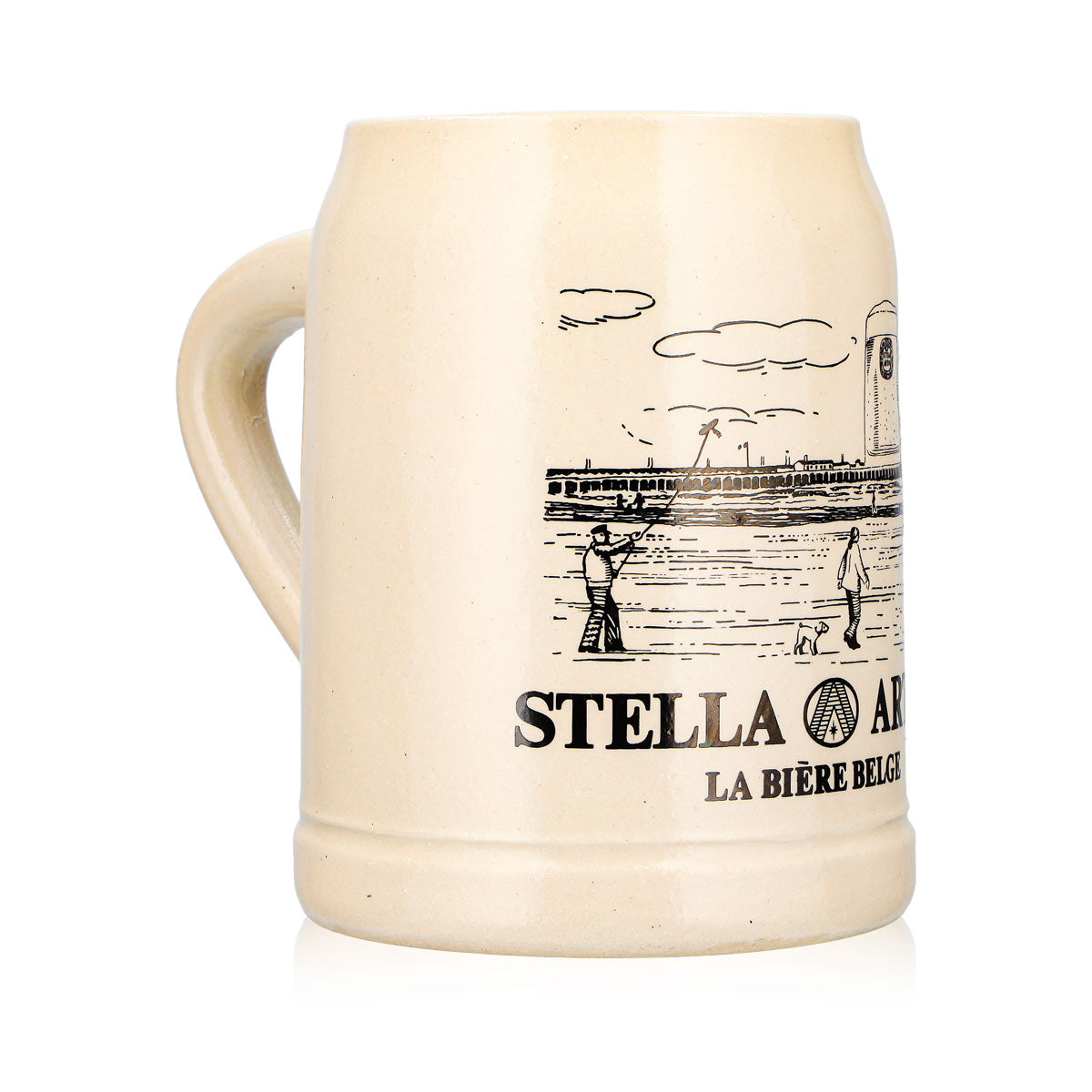 Kufel do piwa Stella Artois, gliniany dzbanek o pojemności 0,5 l z motywem plażowym „La Bière Belge” – Widok 3