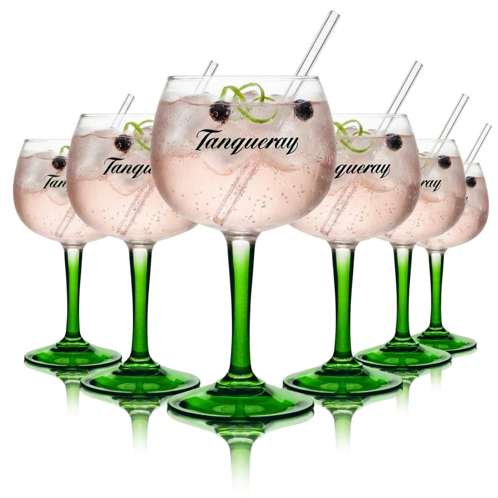 Kieliszki balonowe Tanqueray 0,59 l – zestaw 6 sztuk Kieliszki Copa Gin Tonic XXL zielone