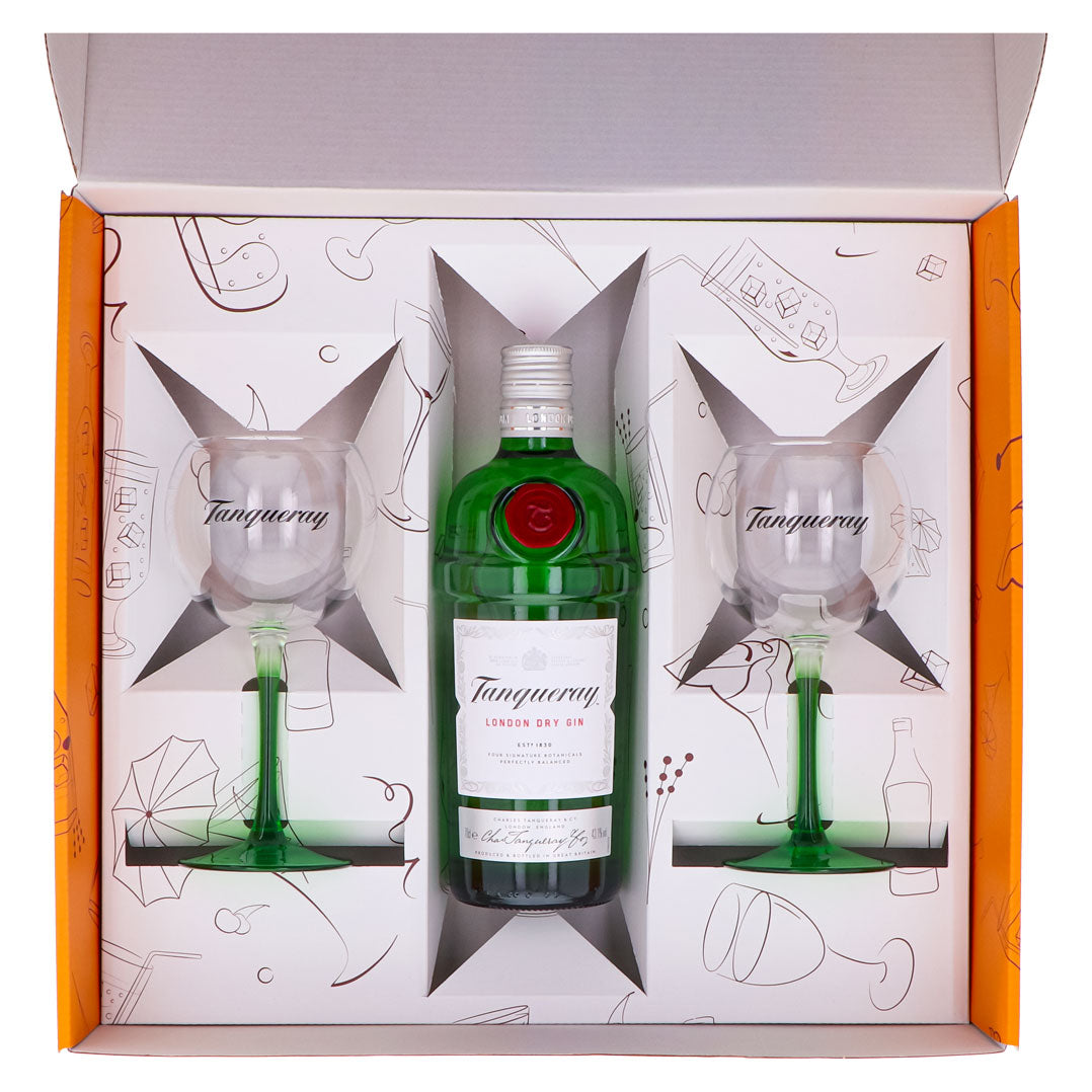 Tanqueray Gin Geschenkset 0,7l Flasche 43,1 % Vol. + Ballongläser 0,35l–Orange – Ansicht 3