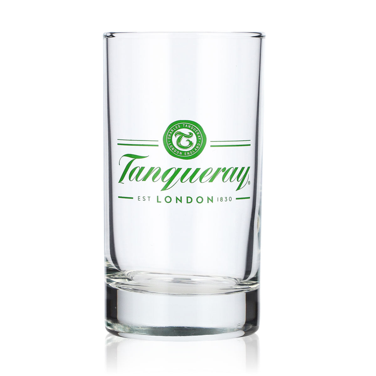 Szklanka do ginu Tanqueray 0,15 l, typu tumbler, z logo w jasnozielonym kolorze, szklanka do whisky typu Old Fashioned, typu lowball