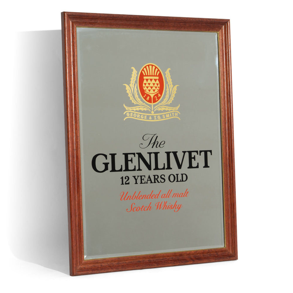 The Glenlivet Whiskey Lustro Lustro reklamowe Akcesoria barowe Dekoracja ścienna Brązowa rama