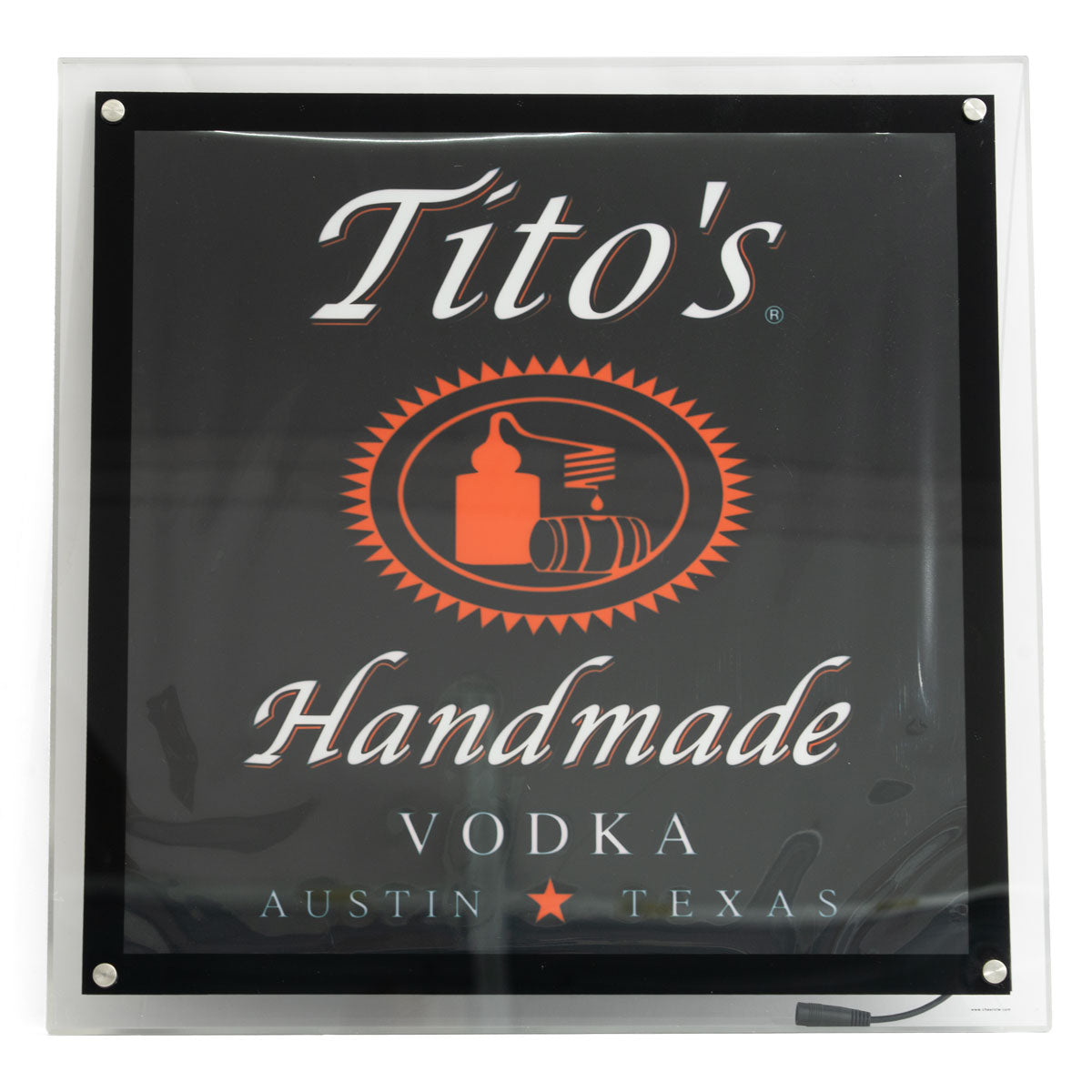 Titos Vodka Neonowa reklama Luminated LED Wallsign 51x51cm Dekoracja barowa Gadżety reklamowe – Widok 2