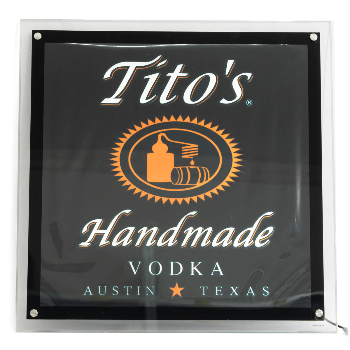 Titos Vodka Neonowa reklama Luminated LED Wallsign 51x51cm Dekoracja barowa Gadżety reklamowe – Widok 3