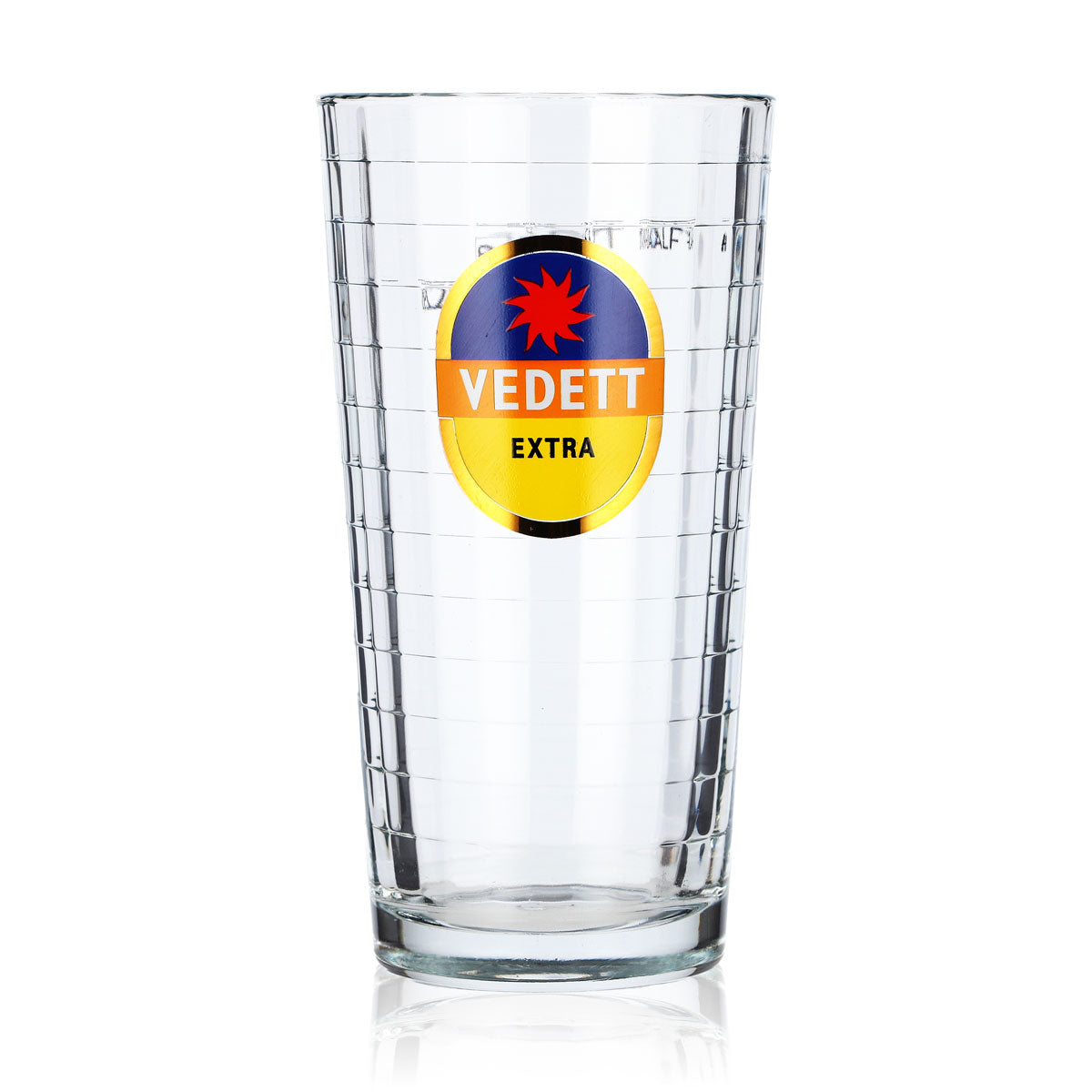 Szklanka do piwa Vedett 0,33 l, niebiesko-żółta, „Extra”