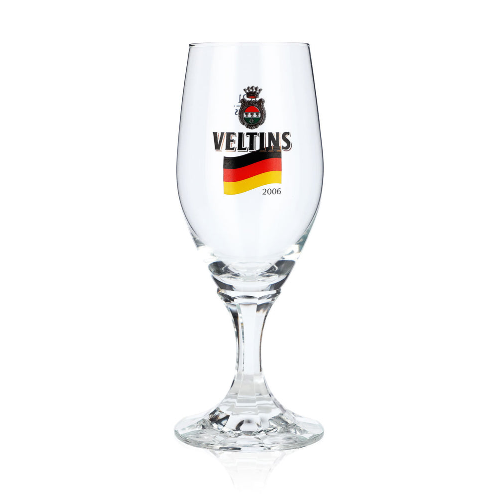 Szklanka do piwa Veltins 0,2 l, szklanka w kształcie pucharu, edycja specjalna z okazji Mistrzostw Świata 2006 w Niemczech, szklanka do piwa typu pint