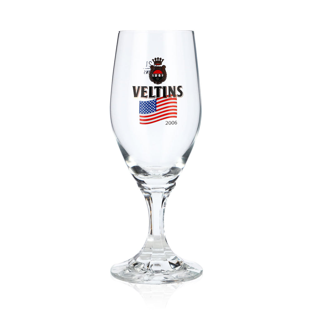 Szklanka do piwa Veltins 0,2 l, szklanka w kształcie pucharu, edycja specjalna z okazji Mistrzostw Świata 2006 w USA, szklanka do piwa typu pils
