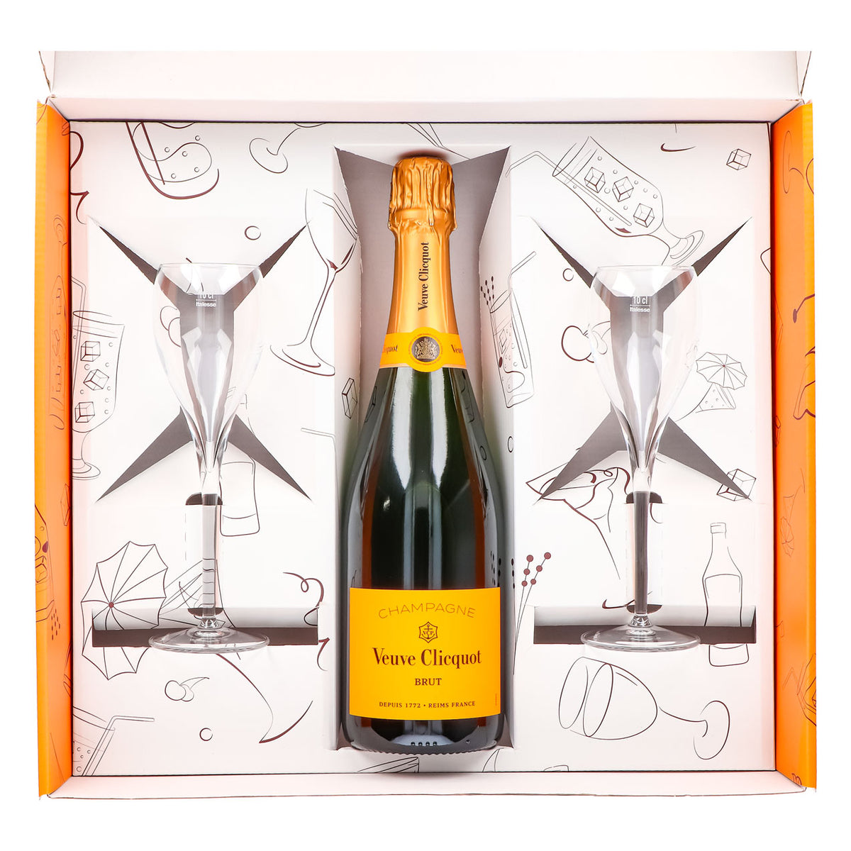 Zestaw upominkowy szampana Veuve Clicquot 0,75 l 12,5% + kieliszek 0,1 l przezroczysty I pomarańczowy – Widok 4