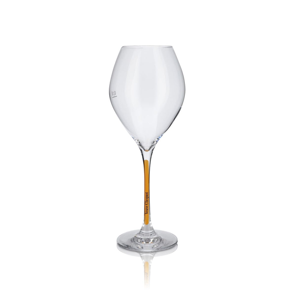 Kieliszek do szampana Veuve Clicquot Champagner Glas Trendy Prestige Yellow 280 ml z pomarańczową nóżką